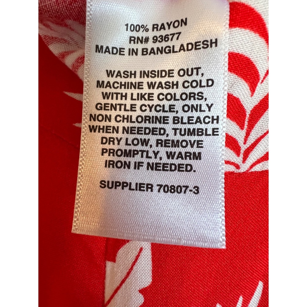St Johns Bay Womens XL Red Tropical Palm Leaf Ruffle Tie Front Jumpsuit Rayon - Picture 16 of 16